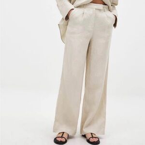 Chic Beige Women's Wide-Leg Trousers